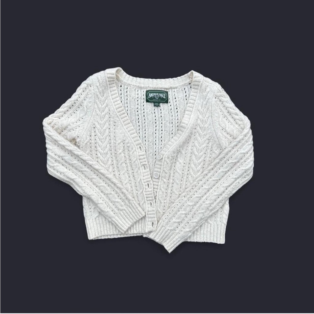 American Eagle Outfitters Cream Cable Knit Cardigan women’s medium